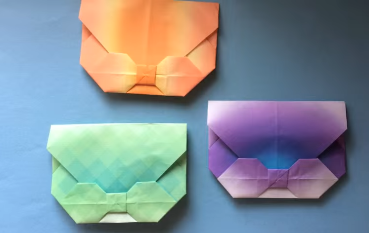 Origami 折り紙でつくる リボンの封筒 の折り方 Origami Bowtie Envelope Kidstube キッズチューブ 子どもの学びと遊びに役立つ知育動画配信サービス